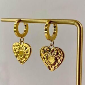 Beautiful Pair of High Quality Gold Plated French Hoop Earrings